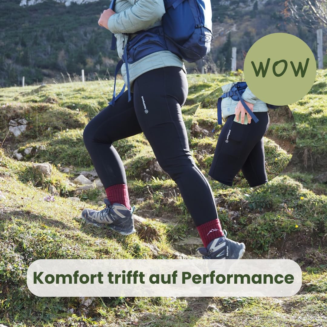 Gipfelgaudi Wanderleggings Damen – Blickdichte High Waist Outdoor Leggings mit Taschen | Atmungsaktiv, elastisch & rutschfest