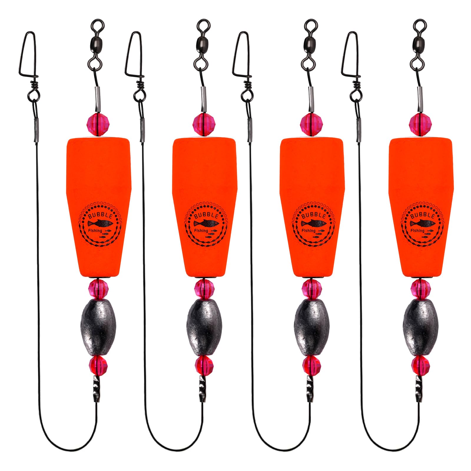 Fishing Floats Rigs Popping Corks for Saltwater Rattle Weighted Bobbers Fishing Tackle (4pcs, 2/3/4/5 in, Green/Yellow/Orange)