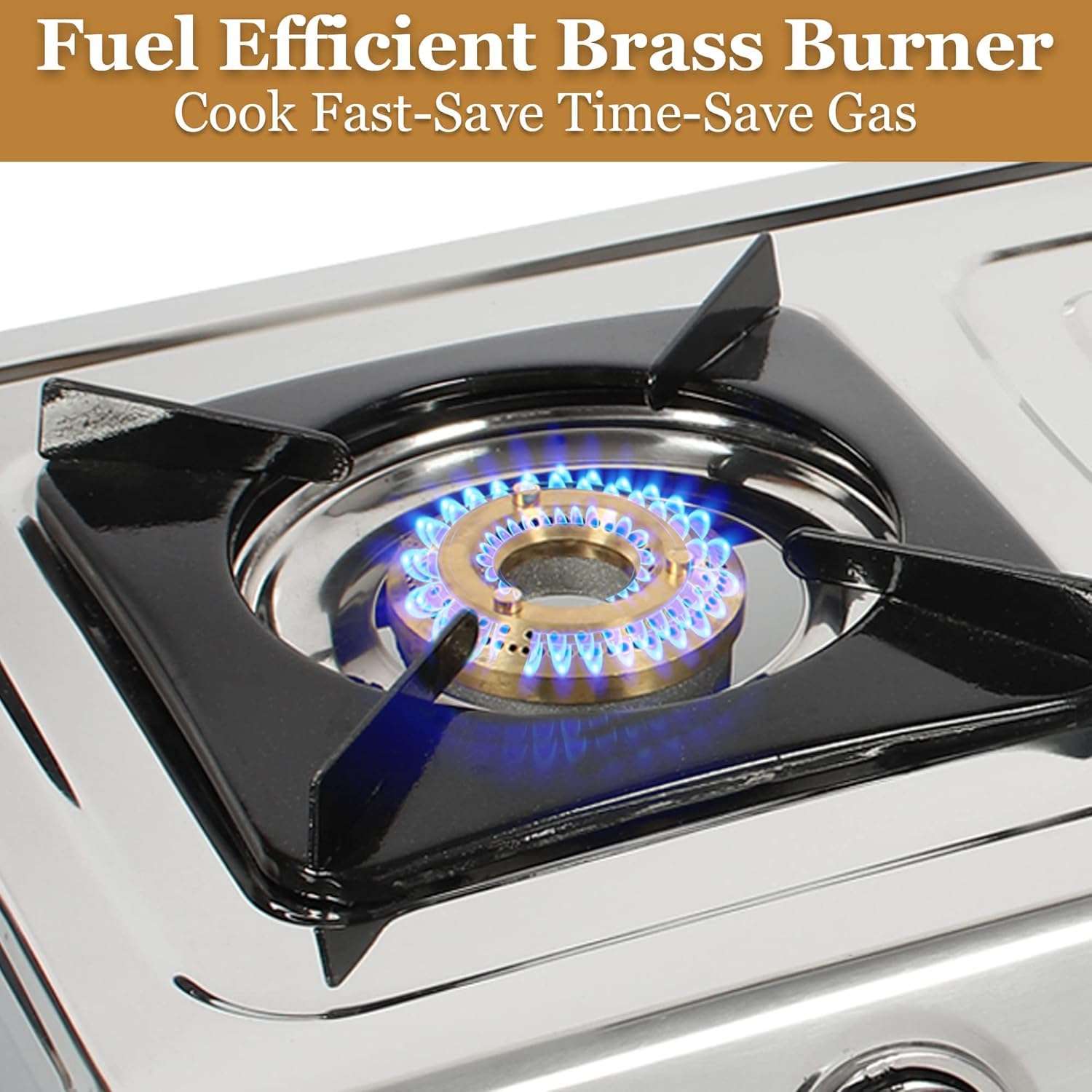 Khaitan Burner MAXIMA Stainless Steel Manual Ignition LP Gas Stove with  Brass Burner (Silver, ISI Approved)