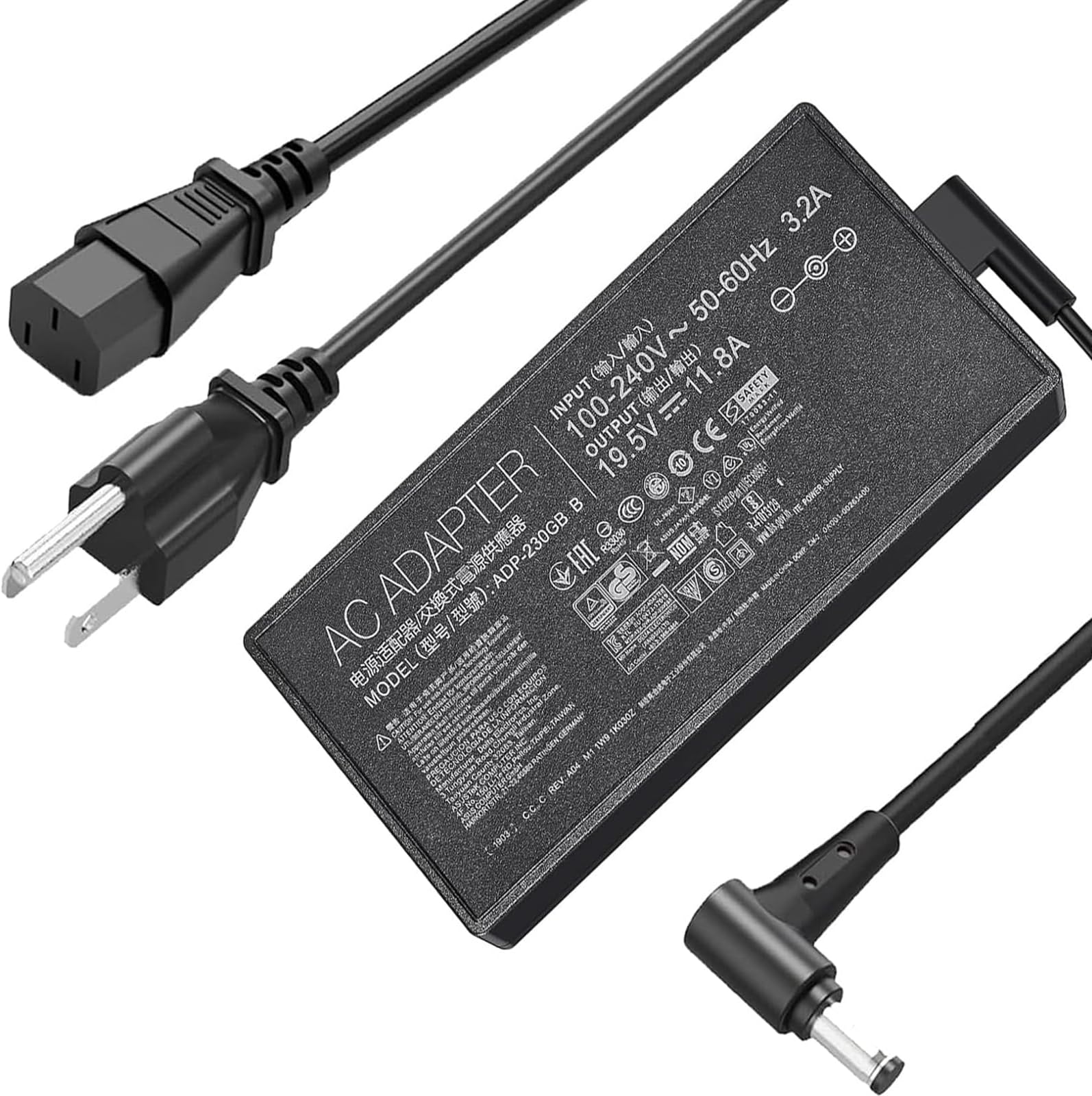 230W Charger Fit for ASUS ROG Zephyrus S GX531GM GX502GW GX701GX GX501 GU501G GU501GM GU501 GU502GV ROG Strix GL703 GL504GM GL704GM 19.5 V 11.8A ADP-230GB B Gaming Laptop Power Adapter