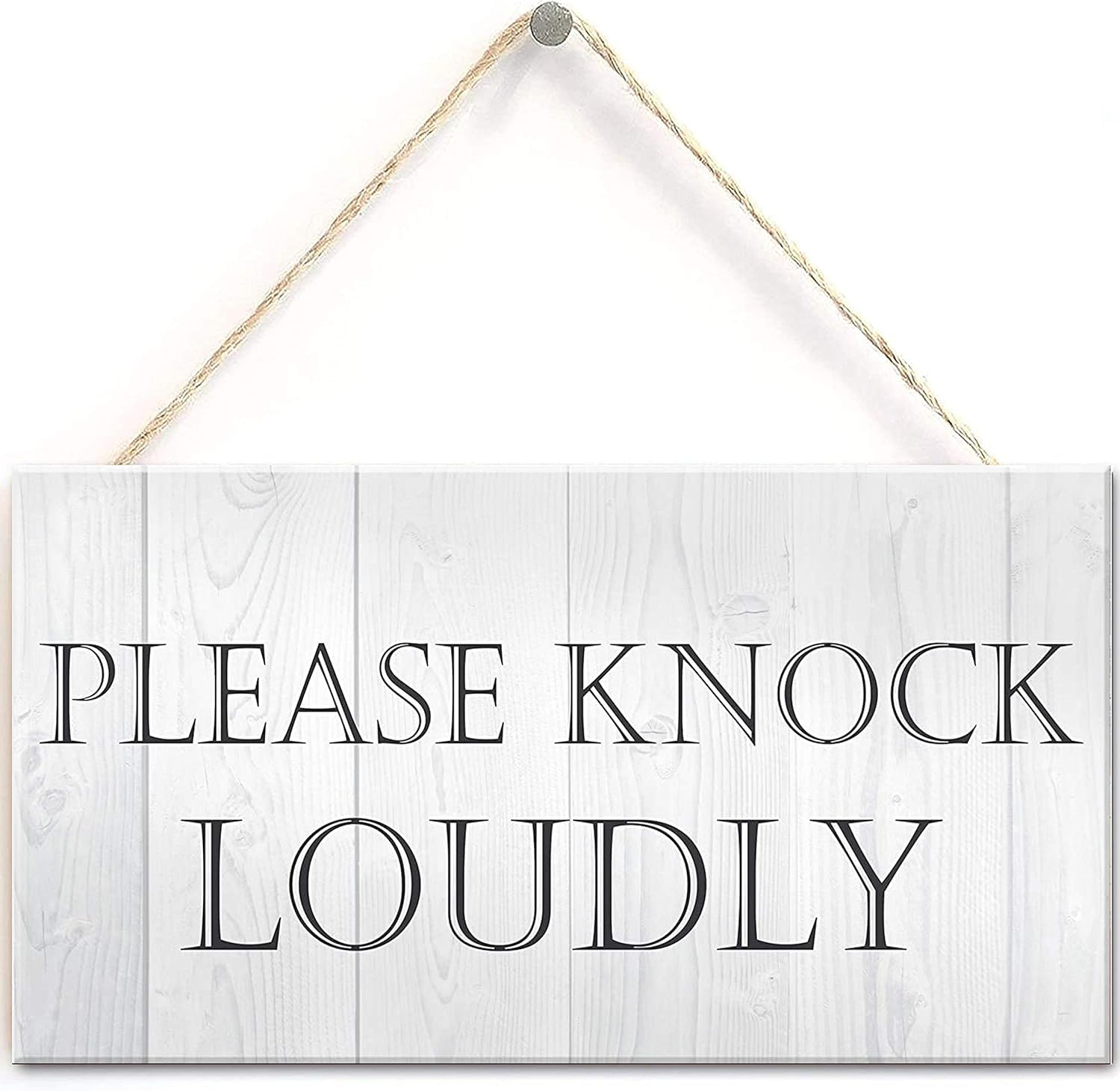 Pibonto Women's Wall Art 5X10 Inch Please Knock Loudly Hanging Door Sign Plastic Contempary Wall Decorative Plaque