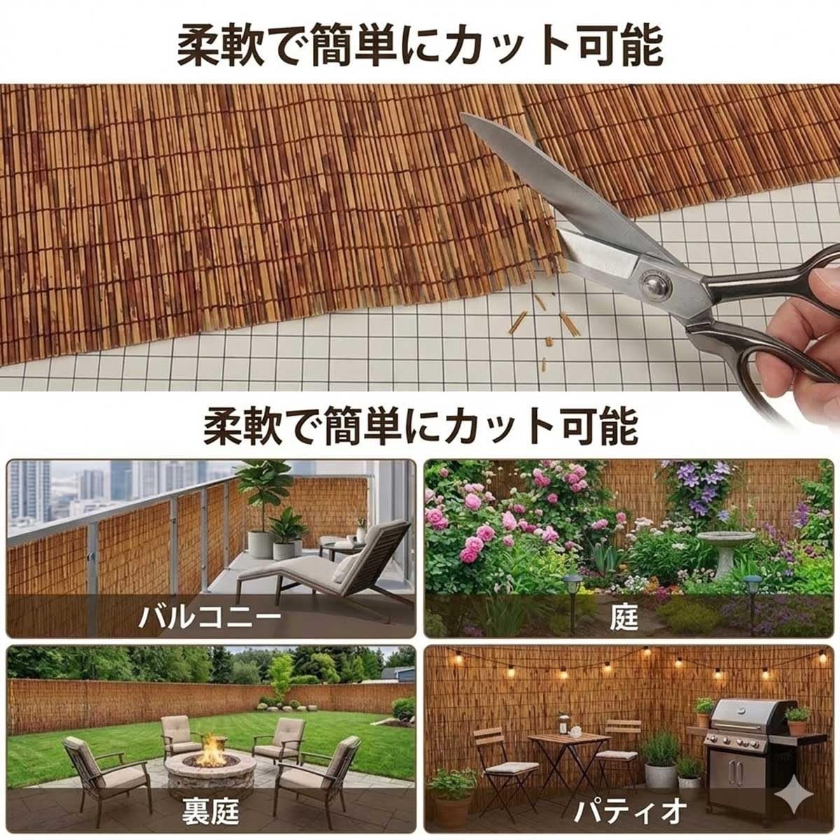 Amazon | 竹垣 目隠し フェンス 屋外 庭 和風 目隠しフェンス 天然竹