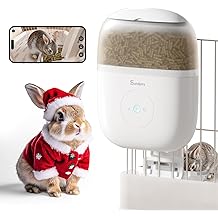Sandpoy Hanging Automatic Rabbit Feeder with 1080P Camera, 62oz Storage, Multiple Pet Cage Compatibility, Customized Feeding Schedule- Perfect for Ferrets, Cats, Guinea Pigs, Chinchilla and Hedgehog