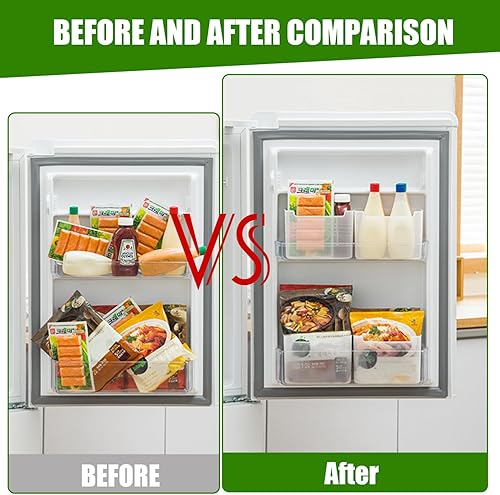 Miniatura 4 de Paquete de 3 cajas organizadoras de refrigerador, contenedores de plástico para almacenamiento de puerta lateral del refrigerador, contenedores