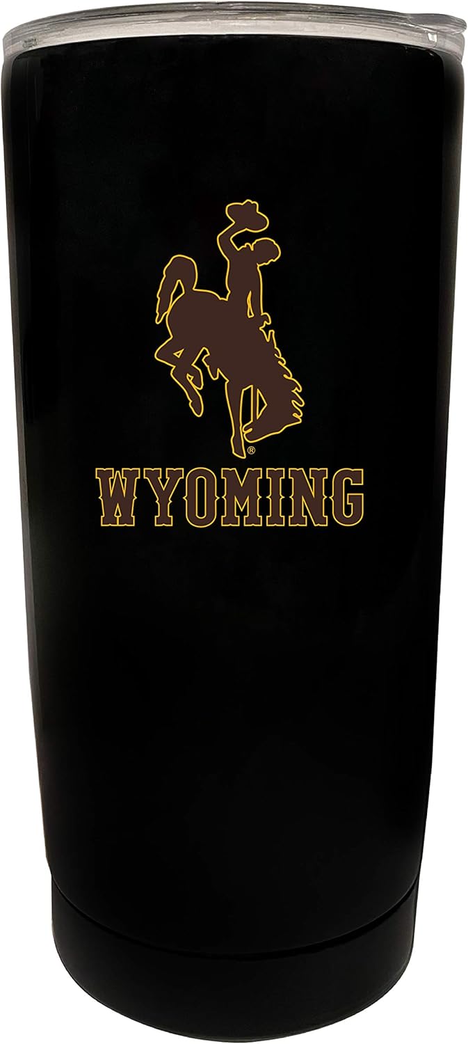 University of Wyoming 16 oz Black Insulated Stainless Steel Tumbler Glossy brushed finish Officially Licensed Collegiate Product