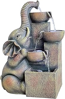 SEINHIJO Outdoor Fountain Floor Water Fountain Fengshui Waterfall Garden Office Fountain LED Light 15 x 9 x 20 inch