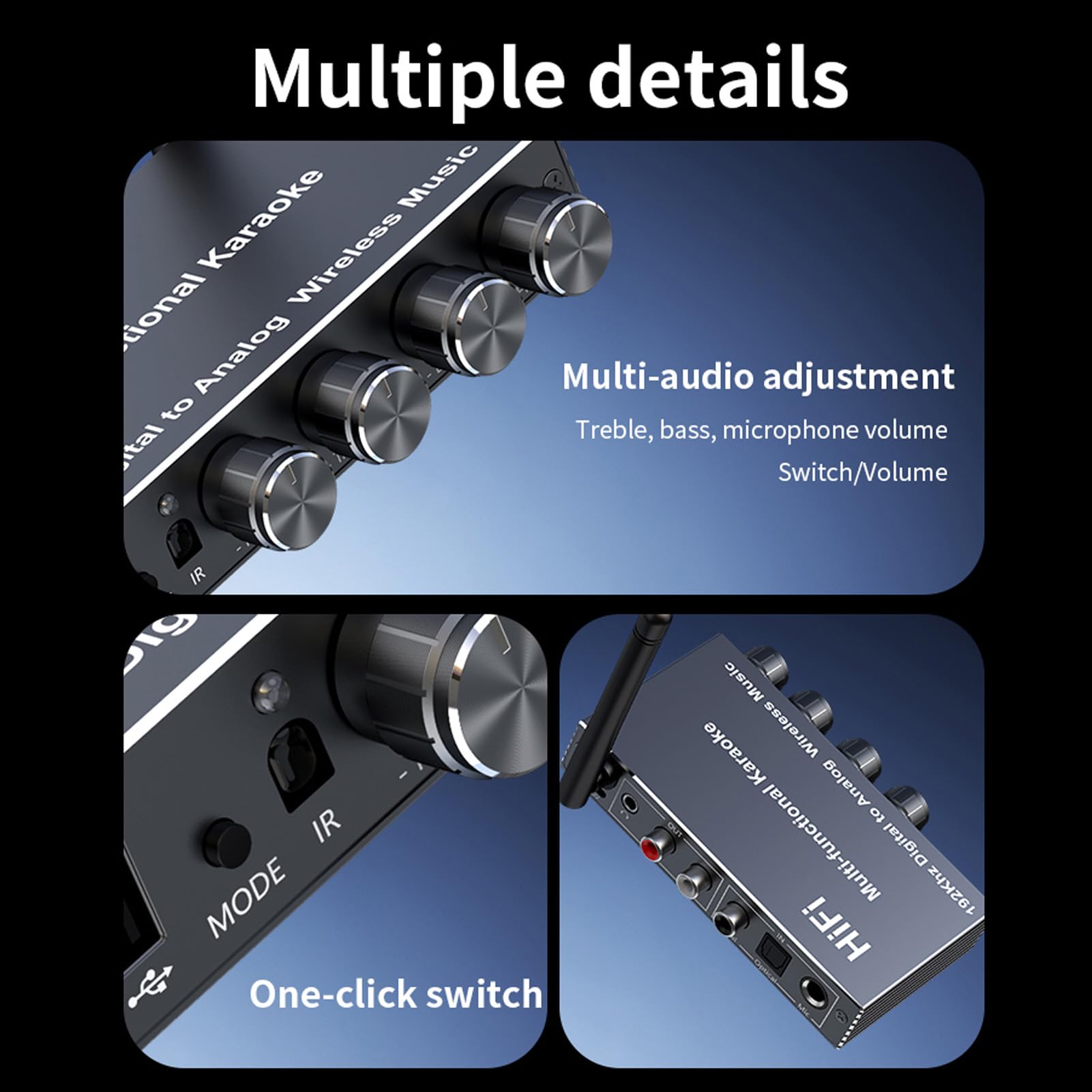 Dpofirs Adaptateur Audio Bluetooth pour Système de Diffusion de Musique, Convertisseur de Son Numérique vers Analogique, Mixeur karaoké et Récepteur Bluetooth, Entrée