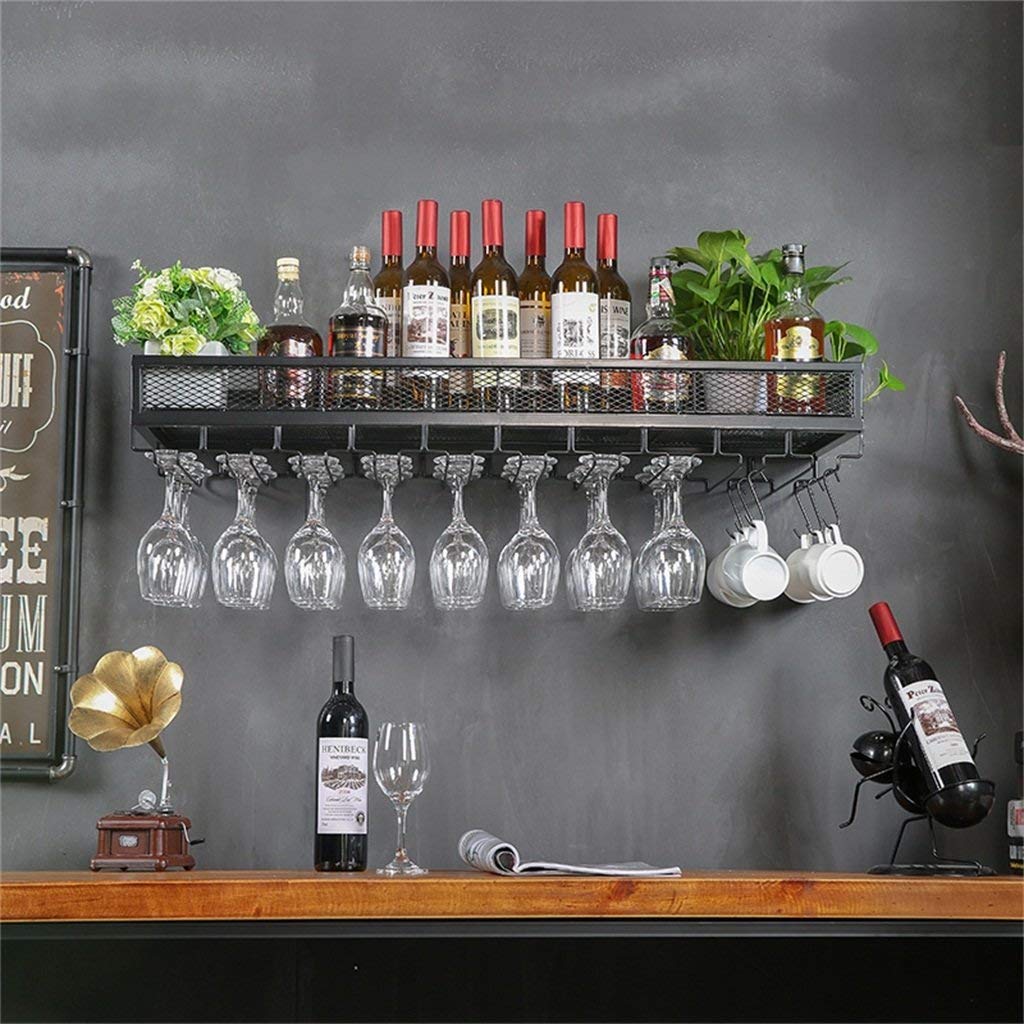 Casier à vin mural et porte-bouteilles suspendu avec porte-gobelet de bar