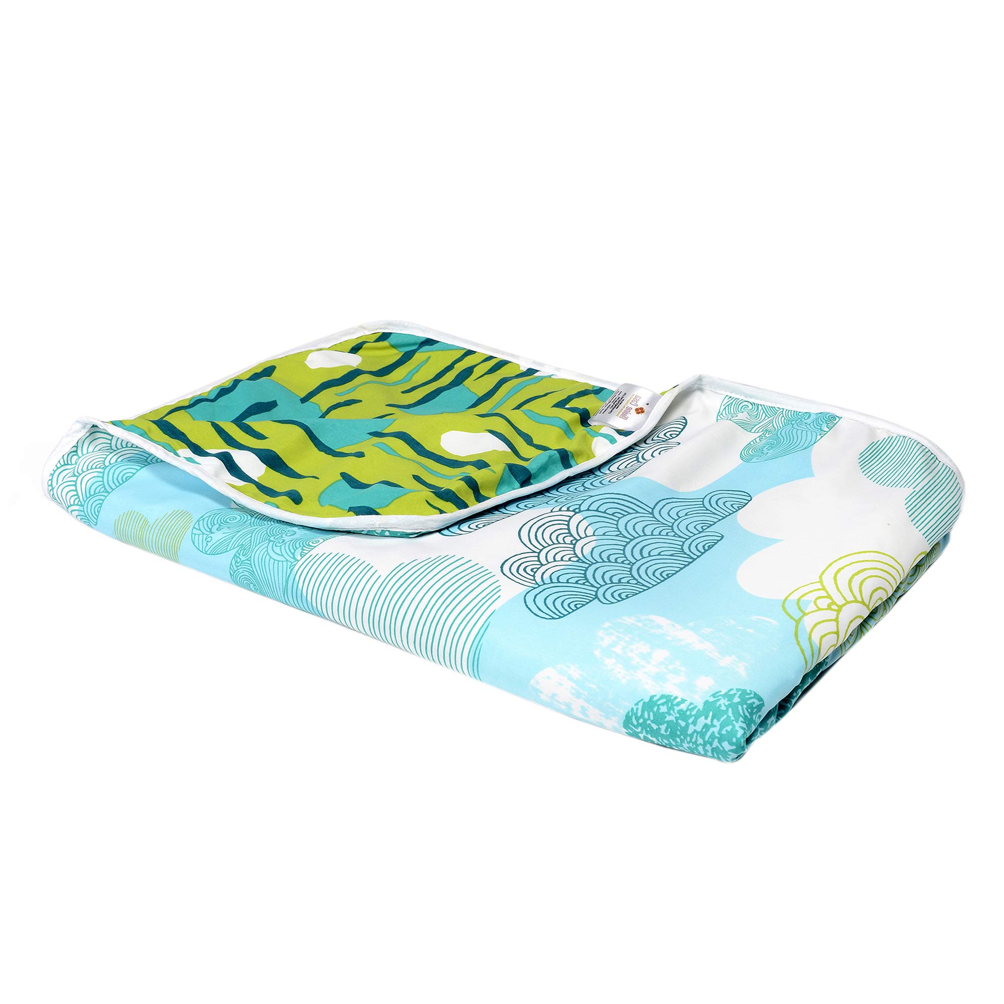 Divine Casa 120 GSM Polyester Reversible Lightweight Printed Single Bed AC Dohar Blanket - Blue and Green