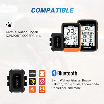 moofit CS9 Cycling Cadence/Speed Sensor, Bluetooth & ANT+, Tracking Cadence or Speed Wireless Sensor with IP67 Waterproof, Compatible with Wahoo, Zwift, Openrider, Peloton, Black