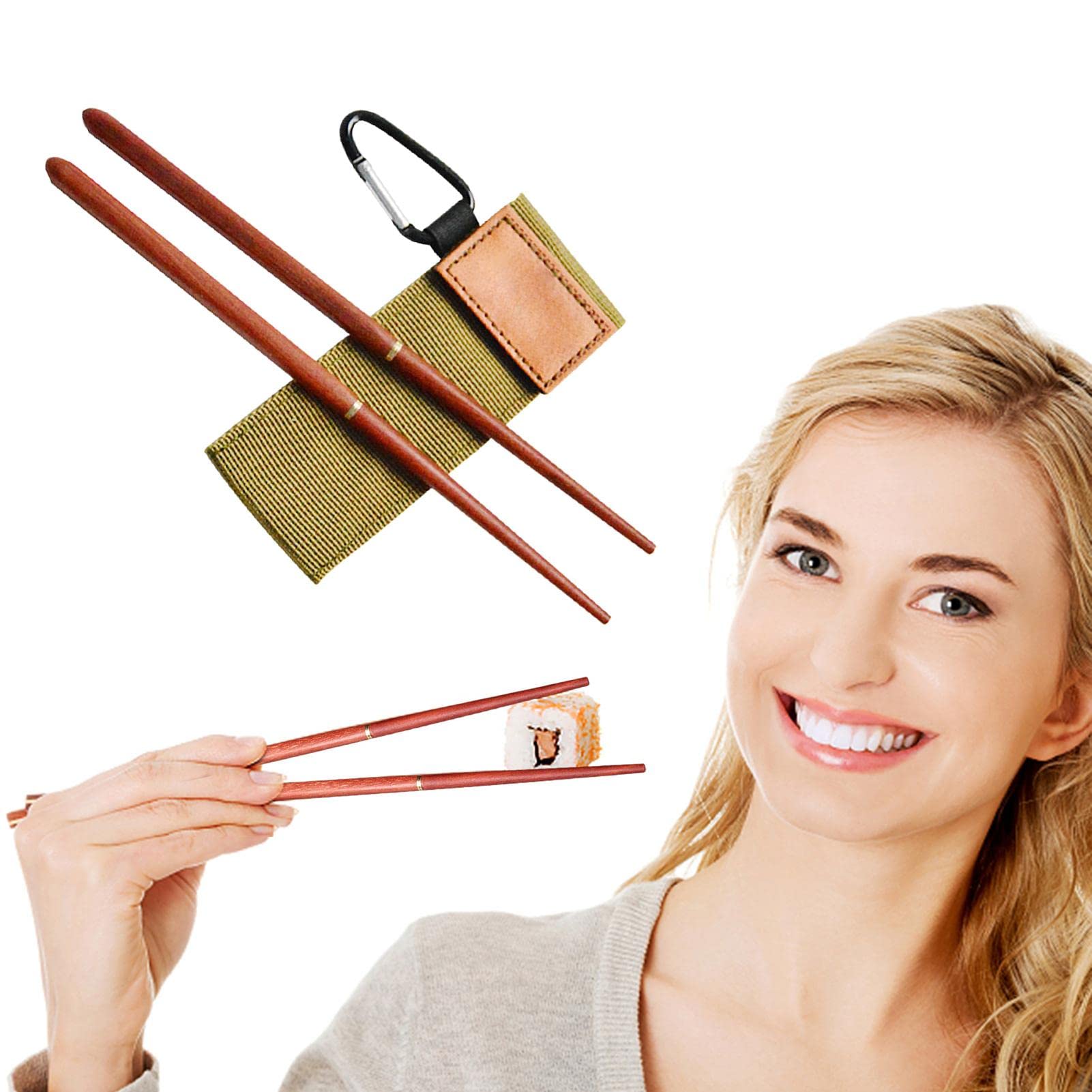 HINAA Chopsticks,Travel Utensils | Reusable Chopsticks, Folding Chopsticks, Wooden Portable Chopsticks with Carry Bag Travel Cutlery for Outdoor Camping Hiking