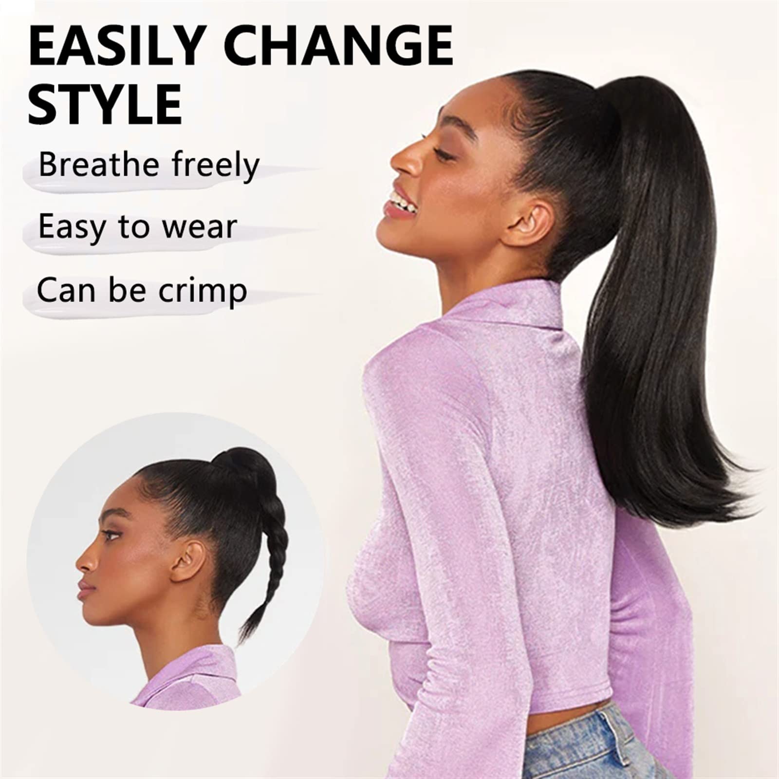 Chignon per Capelli Clip di estensione dei capelli della coda di cavallo sintetica lunga 16" Clip di artiglio del panino riccio sintetico for l'uso quotidiano delle donne Pezzo di Capelli Disordinato(