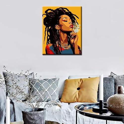 Miniatura 24 de Pintura por números, pintura acrílica afroamericana por números, kit de pintura por números para niños y adultos, principiantes, moda negra, pintura