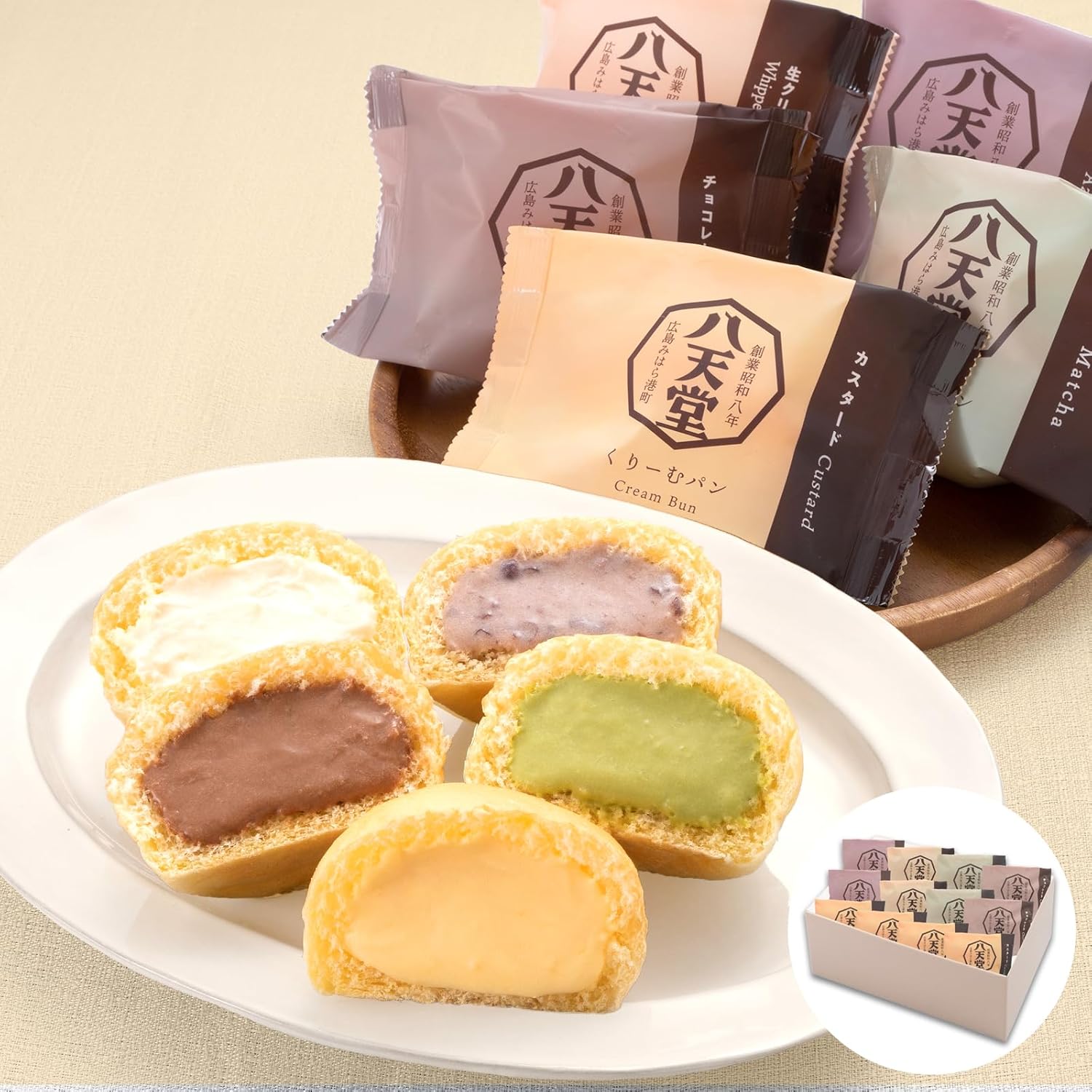 八天堂 くりーむパン12個詰合せ クリーム5種 詰合せ 柔らかくて頬張るとしっとりふんわり カスタード スイーツパン 菓子パン ギフト 贈答