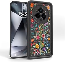 Case for Realme 14 Pro Plus Pro+ – Silicone Case Slim Soft Lightweight Elegant Design, Camera Protection, Anti-Shock, Anti-Scratch Cover (Black, Flowers)