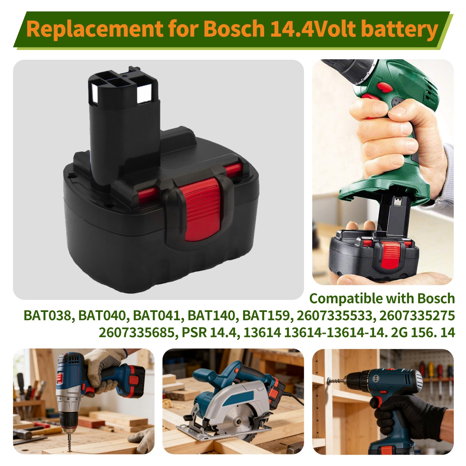 Shentec 14.4V 4.5Ah Ni-MH para Batería Bosch PSR 14.4 BAT038 BAT140 BAT040 BAT041 BAT159 2607335275 2607335276 2607335533 2607335534 2607335465 2607335678 2607335685 2607335711