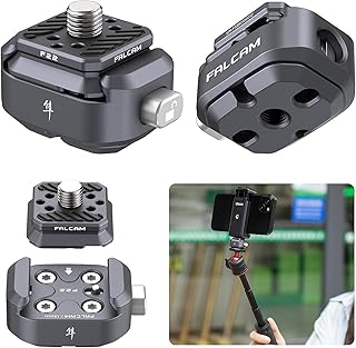 FALCAM F22 Basic Quick Release Plate Kit, Camera Mounting Adapter Convert 1/4" Thread to F22 QR System, 22mm Aluminum Camera Accessory Kit for Filmmaker & Photographer, Fits for Sony Canon DSLR Tripod