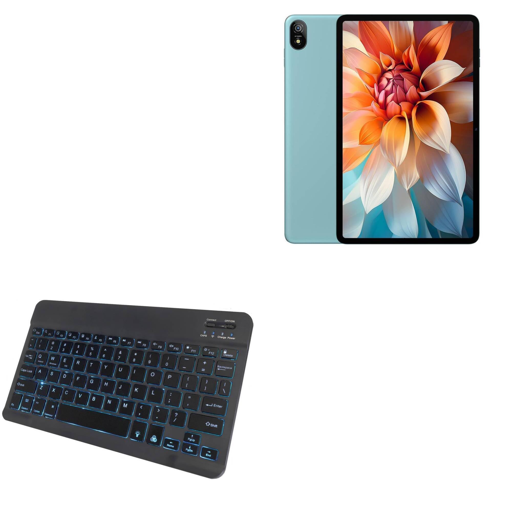 BoxWave Keyboard Compatible with Blackview Tab 18 - SlimKeys Bluetooth Keyboard - with Backlight, Portable Slim LED 7 Colors - Jet Black