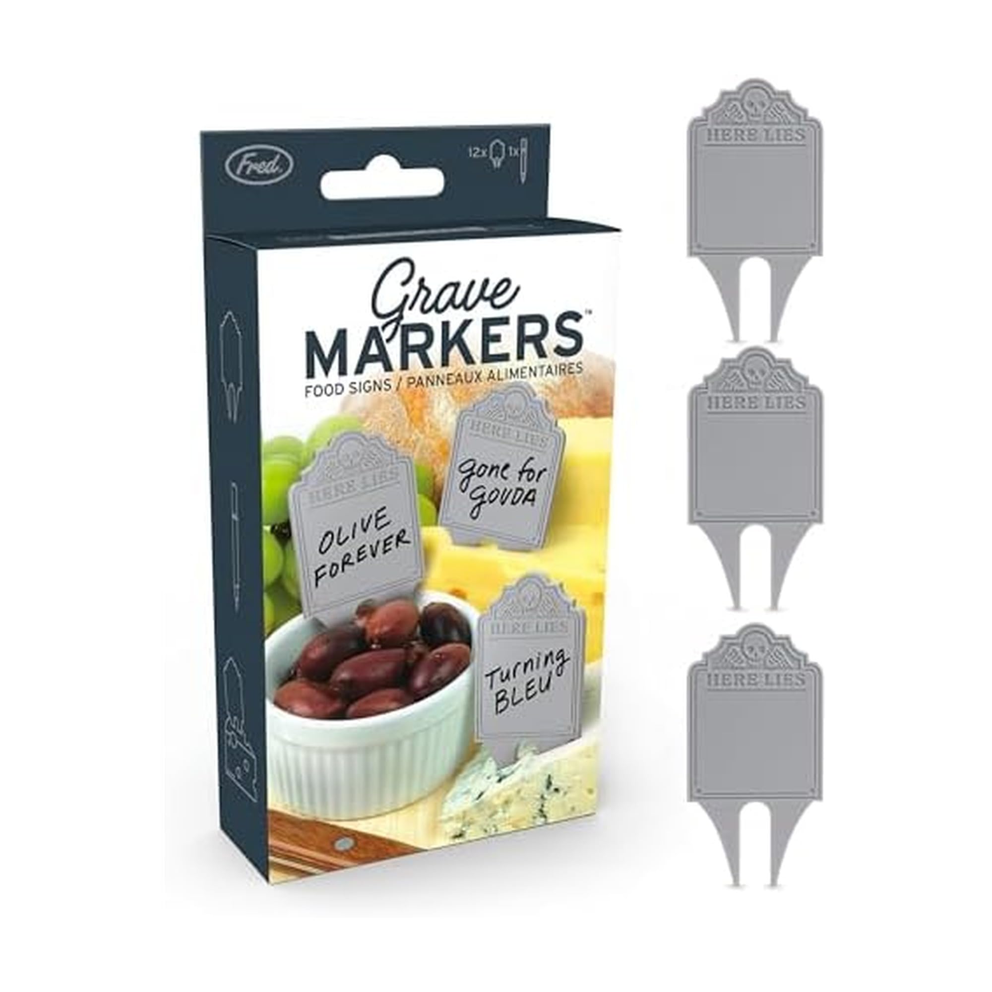 GRAVE MARKERS, Reusable Food Signs, Set of 12