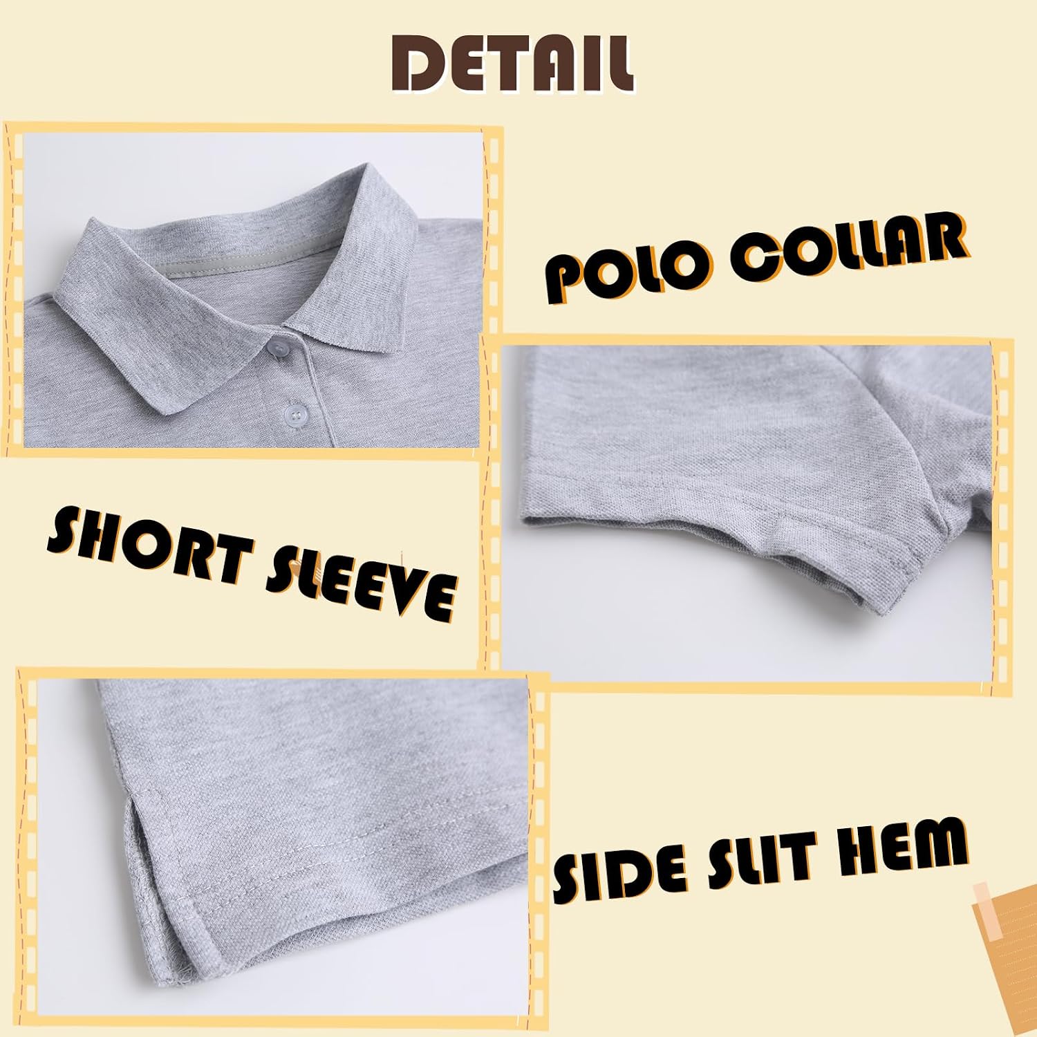 Cotton Girls Polo Shirt Slim Fit Short Sleeve for School Uniform, Kids Youth Summer Pique Golf Shirts Tops