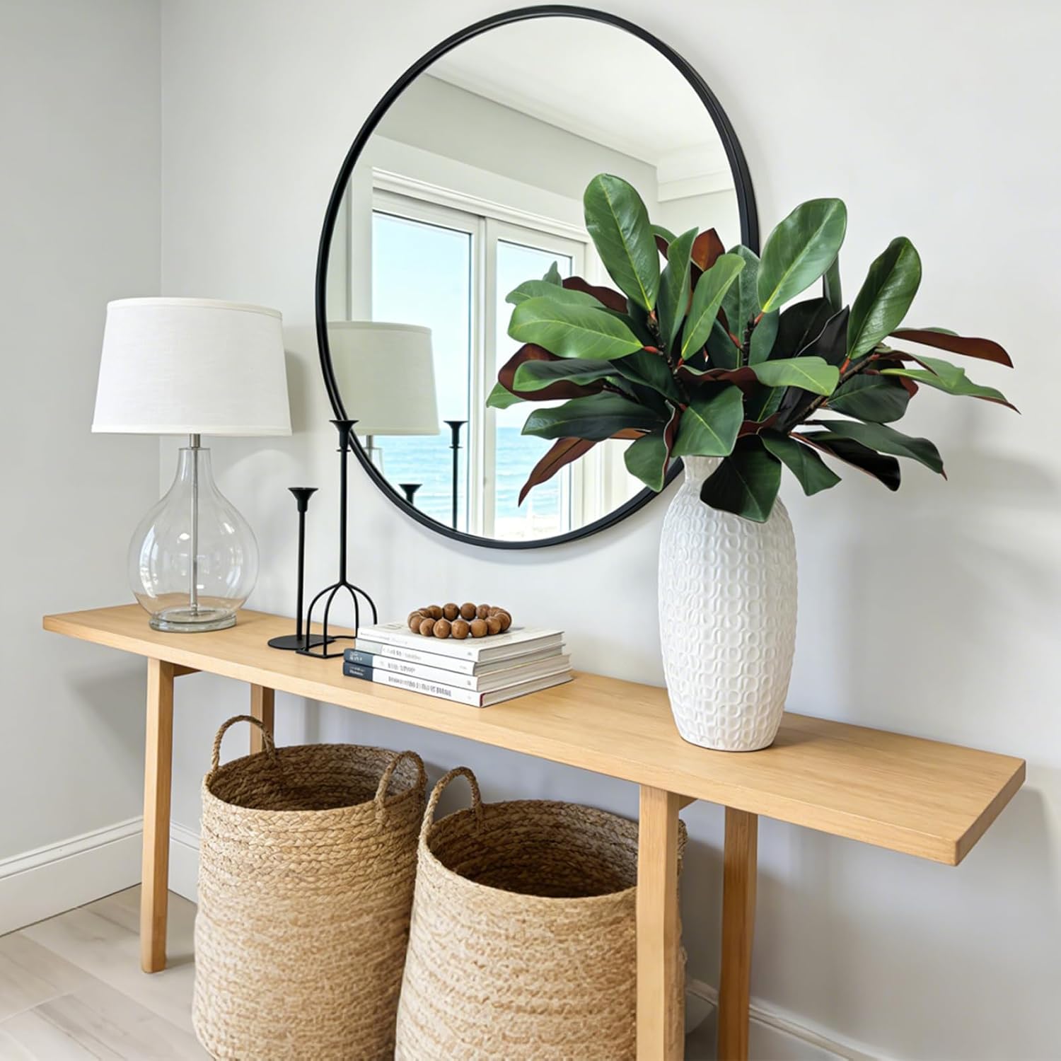 5PCS Magnolia Stems, 35 Magnolia Leaves 18" Faux Greenery Stems, 3D Artificial Greenery Decor for Vase Home Office Table Wedding