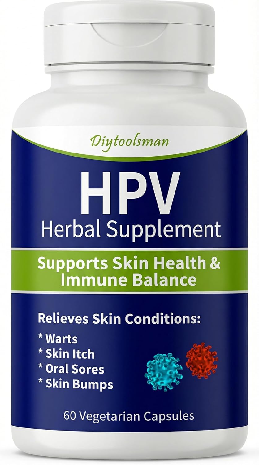HPV Skin Support Supplement – Herbal Formula for Warts, Bumps, Canker Sores & Itchy Skin Remove– Supports Skin Health & Immune Balance – with Astragalus, Echinacea & Noni – 60 Vegan Capsules NDC