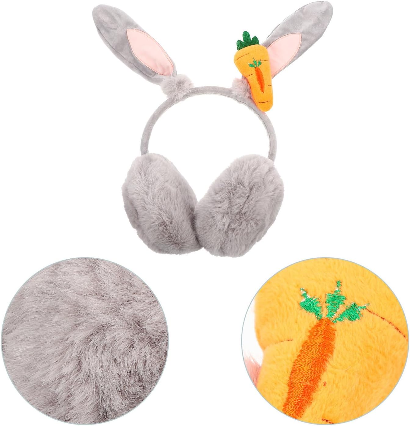 Winter Protective Earmuffs Gray Plush Ear Warmer Cover for Women for Outdoor Use