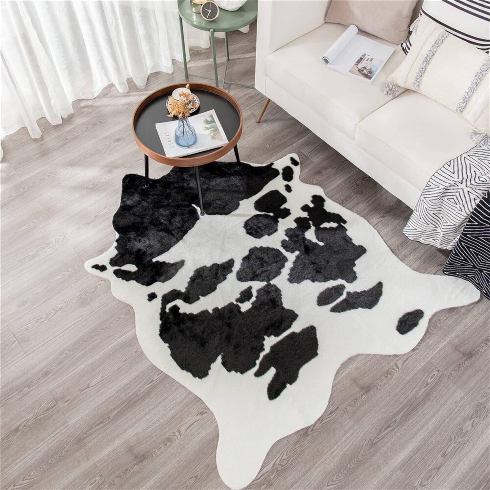 Tapis de vache imitation zèbre grand format pour décoration maison