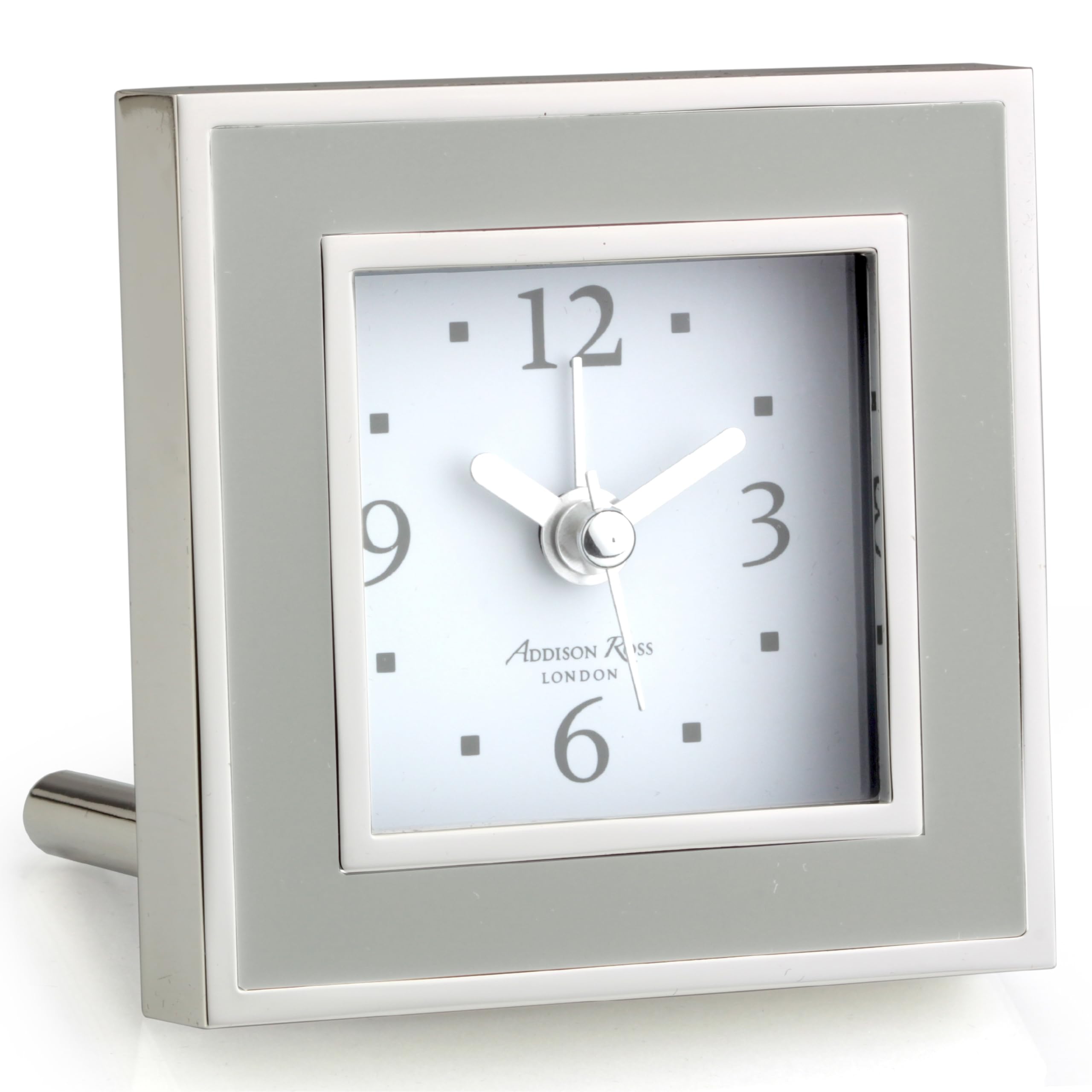 Addison Ross Battery Alarm Clock – Silent Sweep – Compact & Stylish – Alarm Clock Bedside – Velvet-Backed Design/Home & Office Decor – Chiffon & Silver