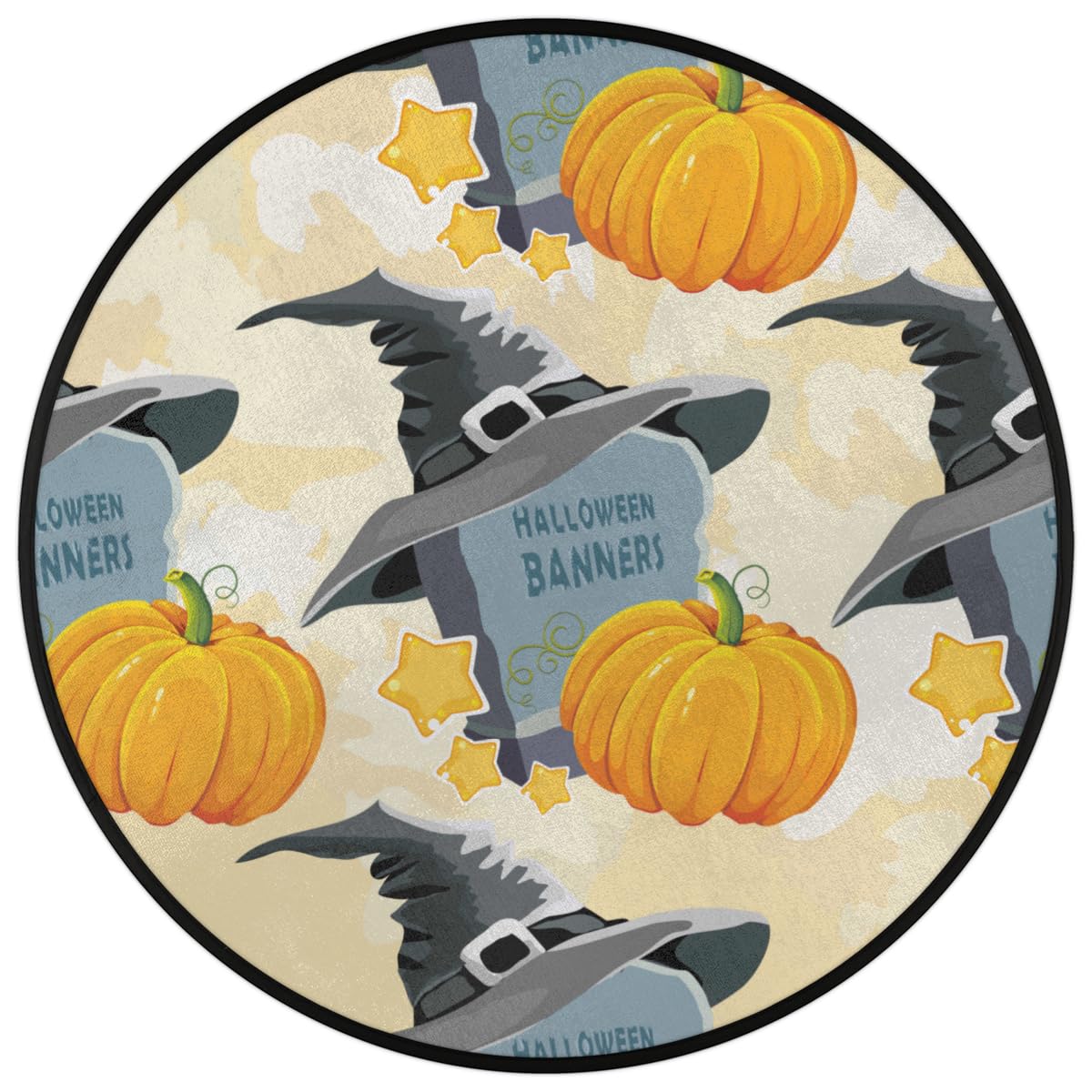 Halloween dynia nagrobek okrągły dywan 150 cm okrągły dywanik miękki antypoślizgowy zmywalny wewnętrzna mata podłogowa ultracienki dywan dekoracyjny do przedpokoju, sypialni, łazienki, salonu