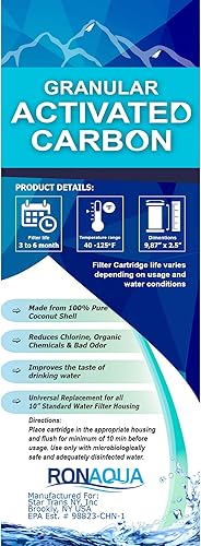 Miniatura 9 de Ronaqua - Cartucho de filtro de agua de carbón activado granular bien combinado con WFPFC9001, AP117, GAC-10, FXUTC, GAC1 (paquete de 2)