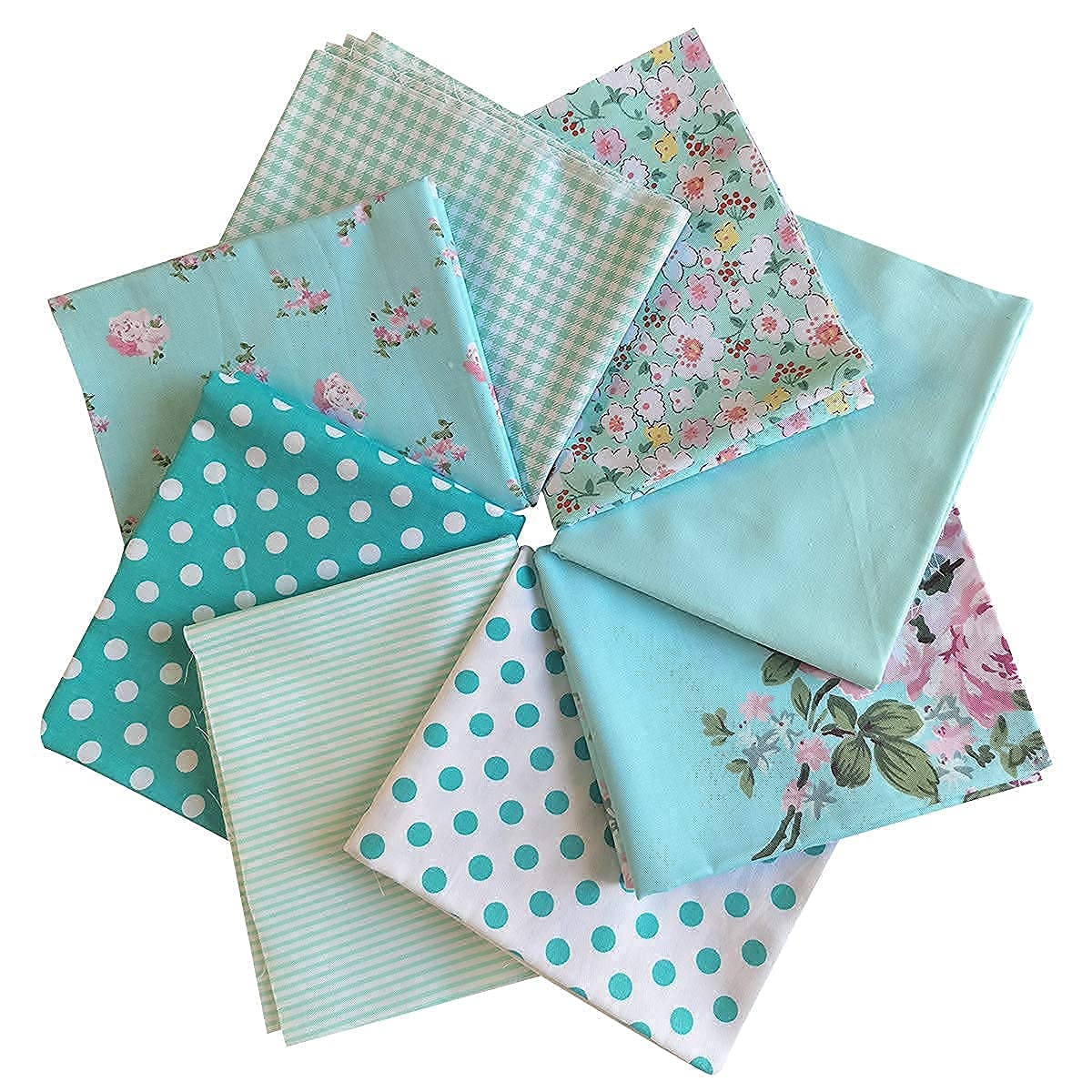 Mililanyo 8pcs 18 x 22inches (46x56cm) Cotton Fabric Green Pattern Pre-Cut Quilt Squares Fat Quarters Fabric Bundles for Sewing and Quilting - Image 5