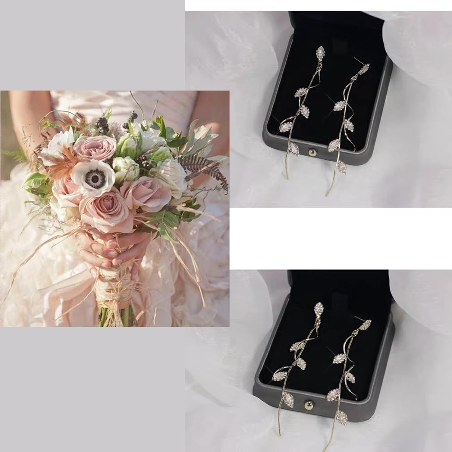 Crystal Wedding Earrings for Bridal Bridesmaid,Bride Drop Earrings Gold Chandelier Dangle Earrings for Women,Cubic Zirconia Rhinestone Dangling Earrings Prom Party Jewelry Gifts - Image 4