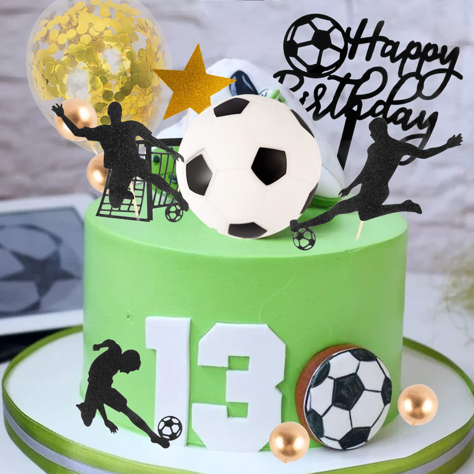 DRWATE Decorazioni Per Torta A Forma Di Pallone Da Calcio – 28 Pezzi, Gomma Morbida, 3 Cm, Per Compleanni A Tema Sport, Festa Di Calcio