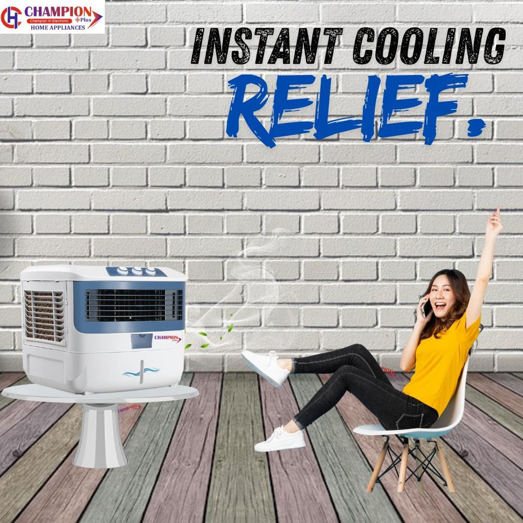 New Year Sale Champion Plus Abs White Air Cooler | 12-Inch Blower | 62L 3 New Year Sale Champion Plus Abs White Air Cooler | 12-Inch Blower | 62L