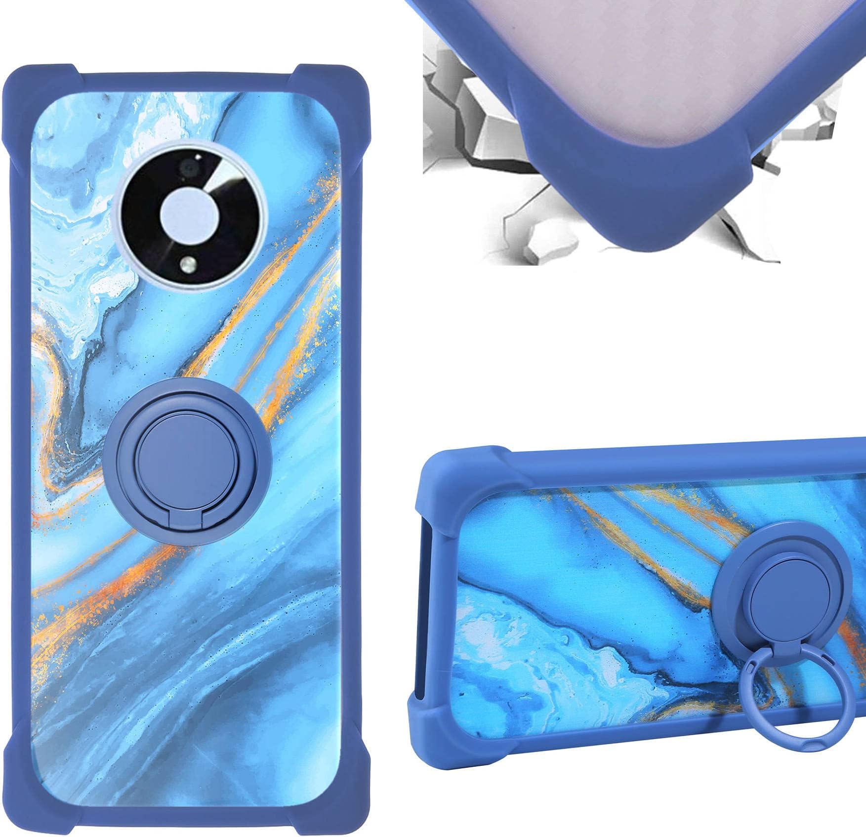 Foxx Foxxd Miro Plus Case Compatible for Foxxd Miro + Plus T55 Standup Wireless Foxxd Miro+ T55 Phone Case PC backplane + Silicone Soft Frame Cover [360 Metal Ring, Magnetic Car Mount] Blue