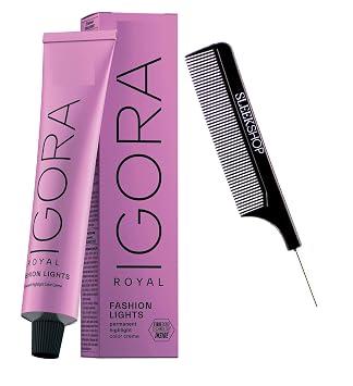 Comb + Schwarzkapf IGORA ROYAL L-89 Red Violet FASHION LIGHTS 2025-2026 Version w/Sleek Comb Permanent Cream Highlight Hair Color Dye L89