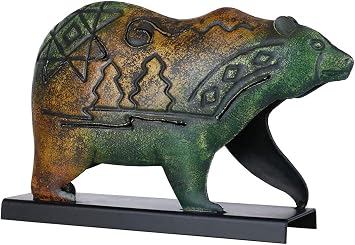 Metal Bear Statue with Base African Animal Sculpture Crafts Artwork for Home Office Decoration