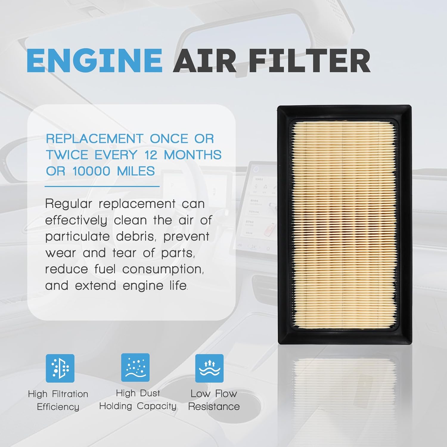 Engine & Cabin Air Filter Kit Compatible with Toyota Rav4 Camry Corolla Highlander C-HR Venza Fit for Lexus ES300H NX350H NX450H+ RX350H RX450H+ Replaces 17801-F0020 & 87139-0E040