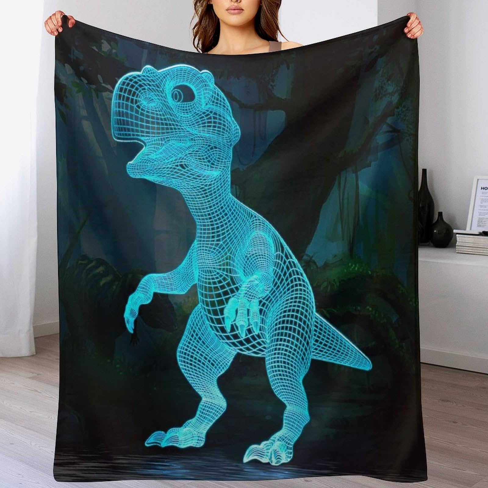 Couverture dinosaure flanelle douce pour soirée cinéma et lecture enfant