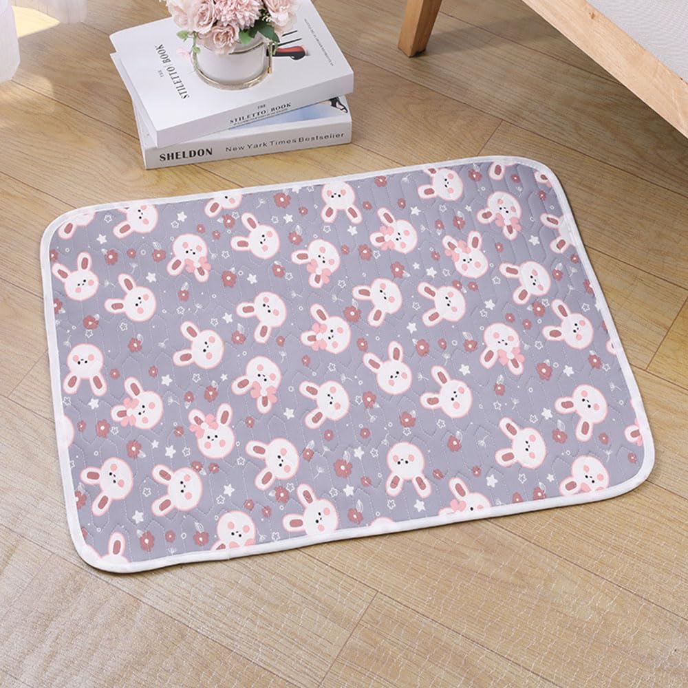 Hiseng Soft Dog Bed, Cute Print Breathable Cat Bed Washable Dog Beds Medium, Soft Warm Pet Cushion Summer Cat Beds Mats for Indoor Cats (90x70cm(2Pack),Rabbit)