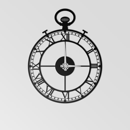 Pocket Watch Vintage Metal Wall Clock – Metal Wall Decor for Living Room, Bedroom, Office – Silent