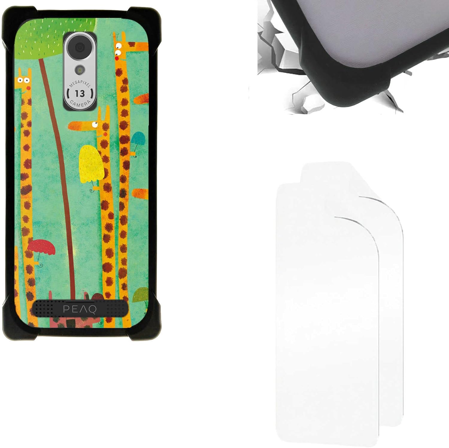 Case Compatible for Peaq PSP 400 Phone Case Cover + Film Soft TPU Screen Protector PC Backplane Soft Frame KB-GL