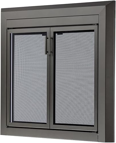 Miniatura 2 de UniFlame - Logan - Puertas de chimenea estilo gabinete con vidrio templado ahumado (color plomizo, tamaño grande - se adapta a aperturas de 36 a 43