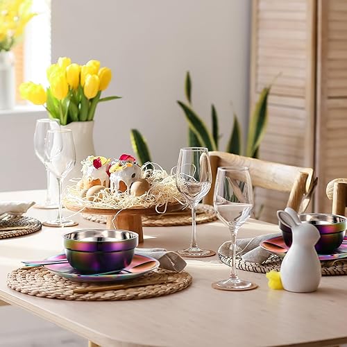 Miniatura 4 de Honeydak El kit de vajilla de 36 piezas de acero inoxidable incluye juego de 6 platos, tazones, cucharas, tenedores, cuchillos, cubiertos para