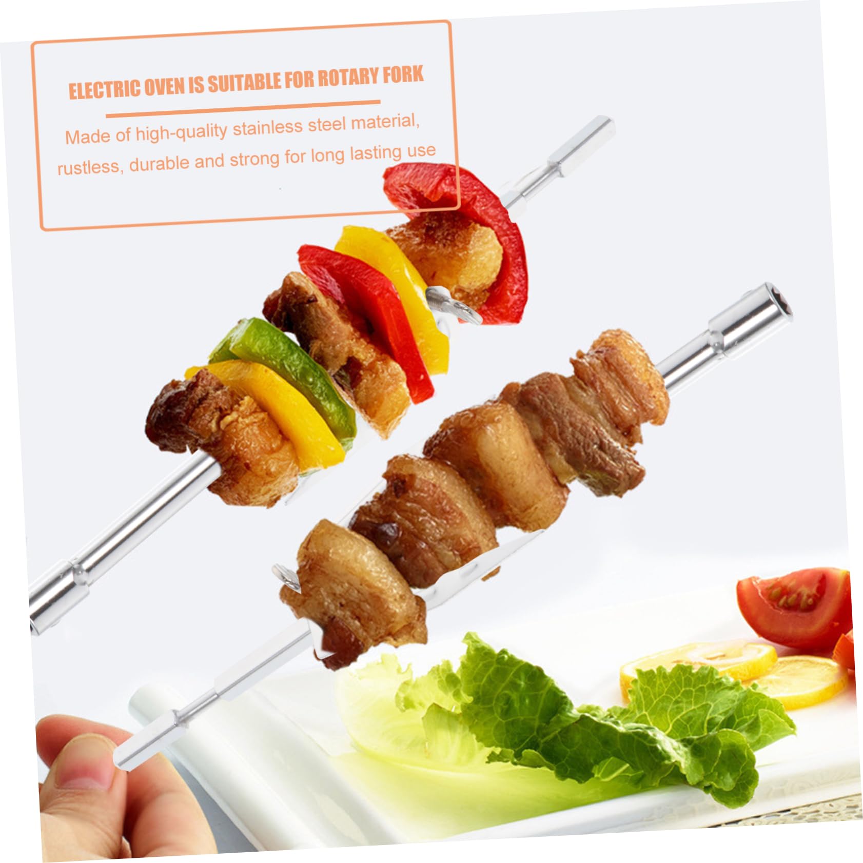ABOOFAN 2 Pièces Fourchette à Rôtir Fourchette Barbecue Professionnelle Bâtonnet De Poulet à Barbecue Faire Tourner Acier Inoxydable à Gril Doublure