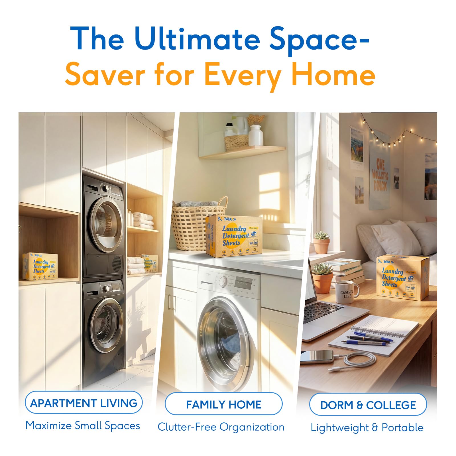 BellaLuce Laundry Detergent Sheets - Laundry Sheets, 240 Loads, Eco-Friendly, Plastic-Free, Fresh Linen Scent, Space Saving, Fast Dissolve & Hypoallergenic, Laundry Detergent for Home,Dorms,Essentials