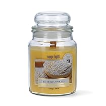 Magic Lights Candela con Stoppino in Legno che Scoppietta – 510g Vaniglia Butter Cookies – Giara Grande Profumata Lunga Durata – Made in Italy