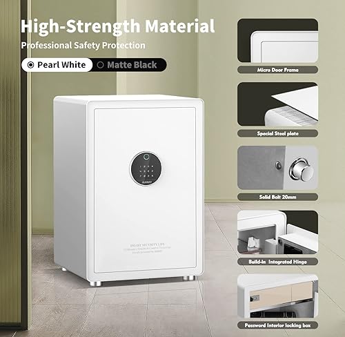 Miniatura 5 de KAPUCI Diseño minimalista moderno, pantalla táctil biométrica de huellas dactilares, caja fuerte de apertura automática de 3.38 pies cúbicos con