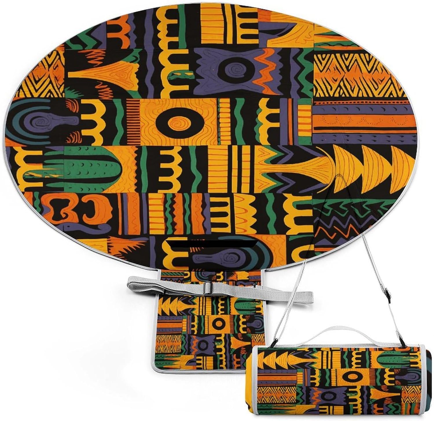 African Ethnic Pattern1 Picnic Mat Lightweight Waterproof Picnic Blankets Extra Large Picnic Outdoor Blankets Foldable Sandproof Beach Blanket for Park Beach Camping Courtyard 58.3''x58.3''